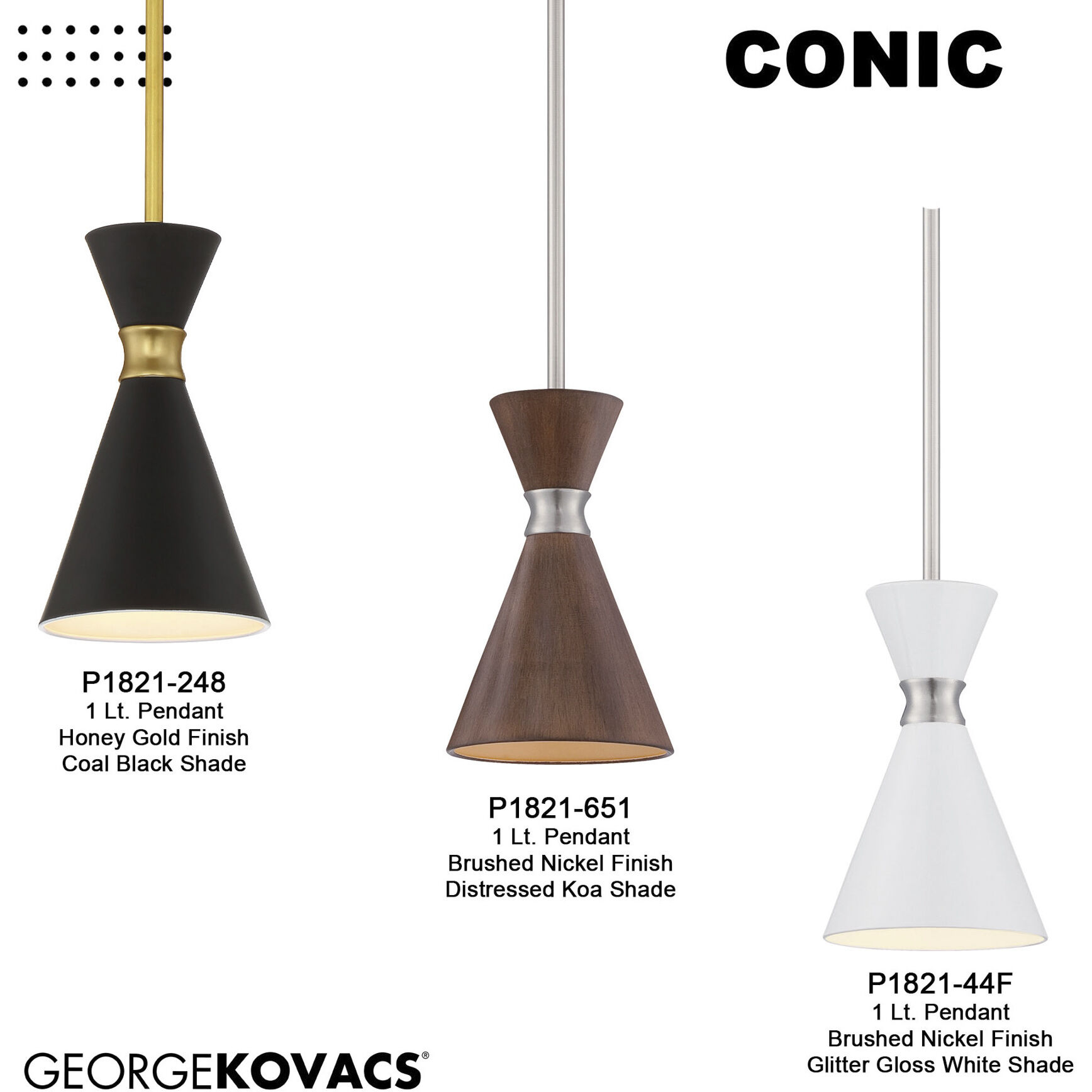 Conic 1 Light 5.5 inch Distressed Koa Mini Pendant Ceiling Light